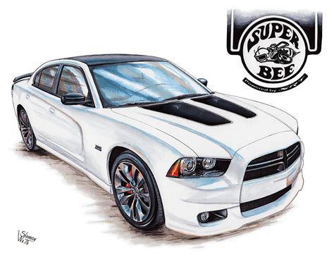 2014 Dodge Charger Super Bee Drawing By Shannon Watts Fine Art America