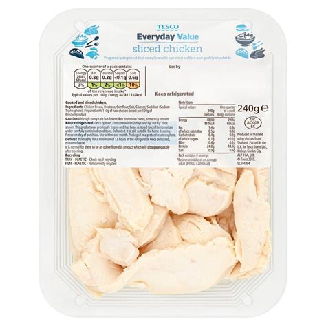 Tesco Everyday Value Sliced Cooked Chicken 240g Tesco Groceries