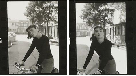 Two Black And White Photos Of A Woman Riding A Bike