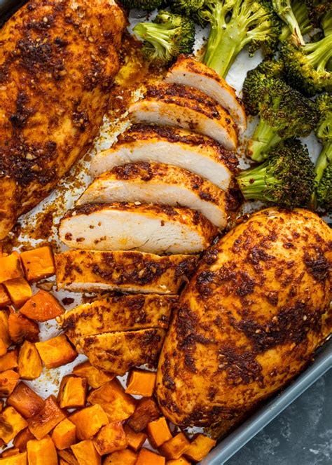 Keep the cuts thicker for those. Sheet Pan Roasted Chicken, Sweet Potatoes, & Broccoli ...
