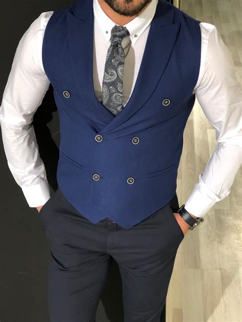 Buy Slim Fit Double Breasted Vest By With Free Shipping Vest Outfits Men Double