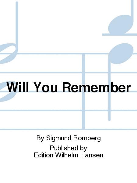 Will You Remember By Sigmund Romberg Book Only Sheet Music For Voice And Piano Buy Print