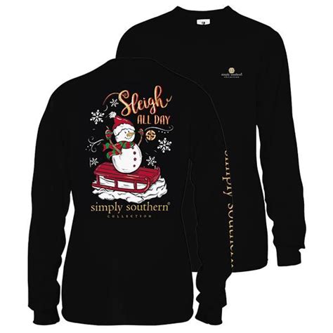 Simply Southern Preppy Sleigh All Day Snowman Holiday Long Sleeve T Sh