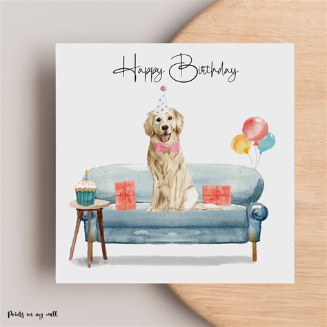 Golden Retriever Birthday Card Personalised Birthday Card Etsy Uk
