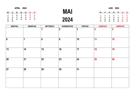 Kalender Mai 2024 Kalendersu