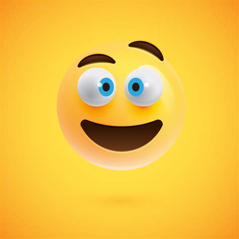 Yellow Realistic Emoticon Smiley Face Vector Illustration