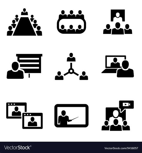 Conference Icons Set Business Royalty Free Vector Image