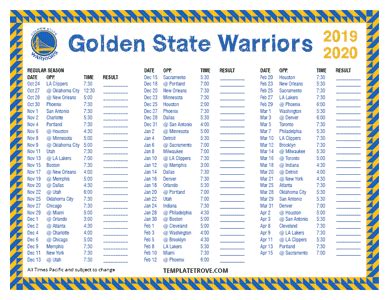 printable   golden state warriors schedule