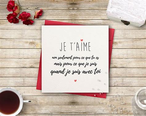 Carte Mot Damour Je Taime Pour Ce Que Tu Etsy France Citation Je