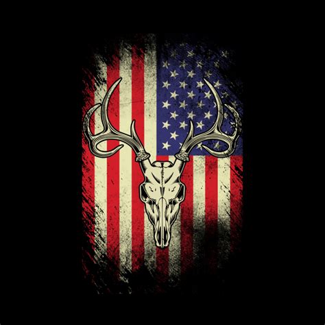American Flag Deer Skull Patriotic Deer Hunters T Deer Skull