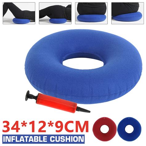 inflatable donut ring cushion with pump and travel bag orthopaedic pillow seat for coccyx