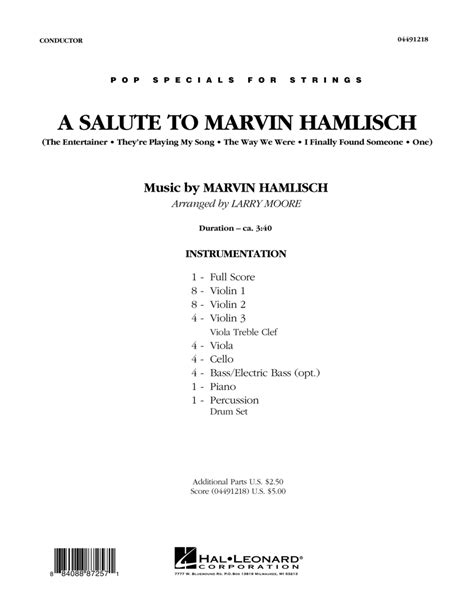 A Salute To Marvin Hamlisch Conductor Score Full Score By Marvin Hamlisch Orchestra