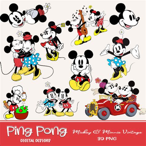 Minnie And Mickey Vintage Png Imagenes Digitales Etsy España