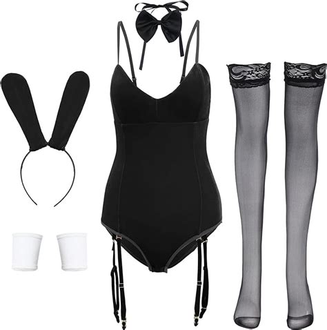 Bunny Costume For Women Sexy Lingerie Set Bodysuit Tail Stockings Rabbit Headwear Bowtie