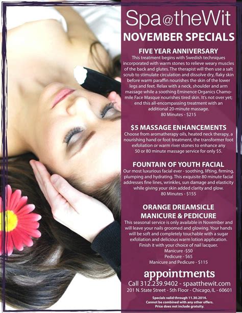 November Featured Spa Specials Who Can Pass Up 5 Massage Enhancements Spa Specials Spa