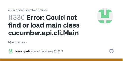 Error Could Not Find Or Load Main Class Cucumber Api Cli Main Issue