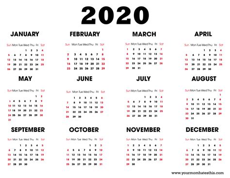Calendars for all the 12 months for 2021 in pdf format is given to make calendar printable easy. Download 2020 Calendar Free Templates