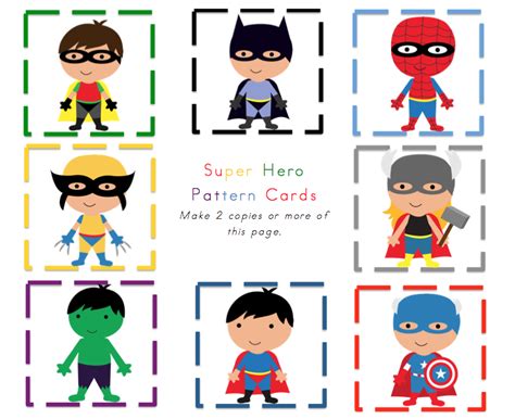Preschool Printables Little Superheroes Pattern Cards Superhero