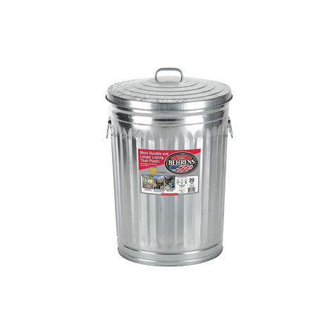 Behrens 20 Gal Galvanized Steel Garbage Can Lid Included Animal Proof