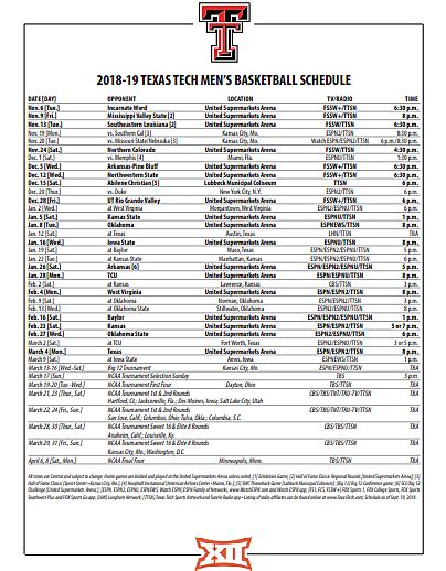 Texas Tech Basketball Schedule Sets Up Potential Repeat Elite Run