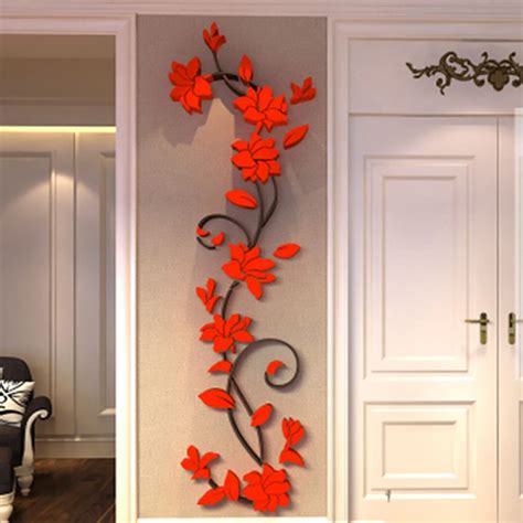 3d Diy Decal Removable Flowers Romantic Heart Wall Sticker