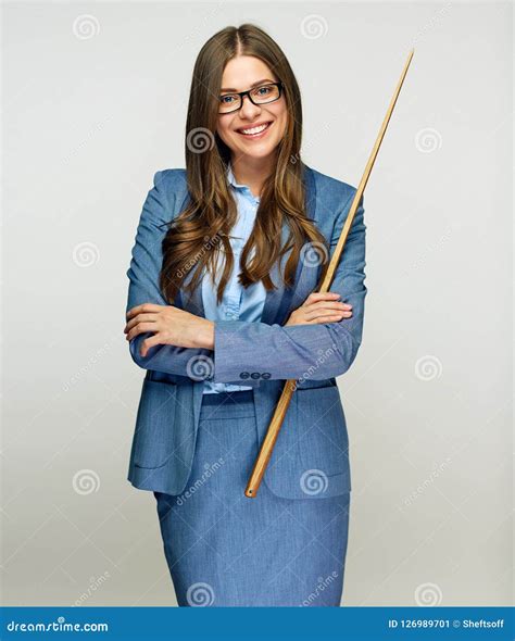 Portrait Of Young Teacher Holding Pointer Stock Image Image Of