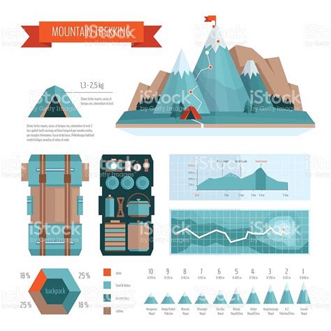 Mountain Trekking And Hiking Infographics Royalty Free Stock Vector