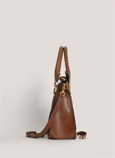 Lyst Chloé Marcie Lasercut Leather Shoulder Bag In Brown