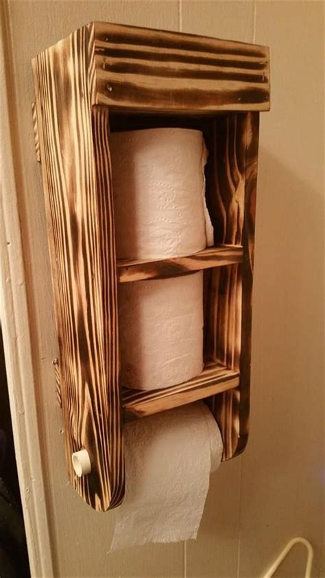 Scorched Pallet Toilet Paper Roll Organizer Pallet Crafts Wood Pallet