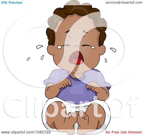 Clipart Black Baby Boy Sitting And Crying Royalty Free Vector