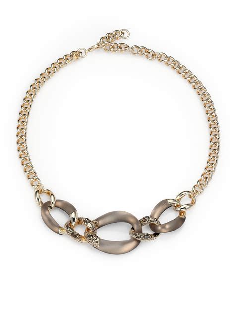 Alexis Bittar Lucite Crystal Chain Link Necklace In Gold Grey Lyst