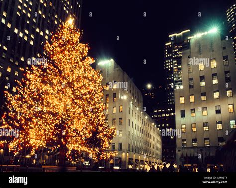 New York City Rockefeller Center Christmas Tree Lit Up At
