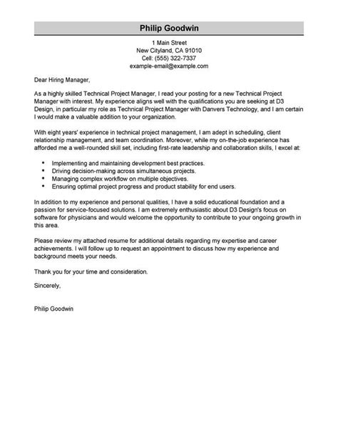 Amazing Technical Project Manager Cover Letter Examples And Templates