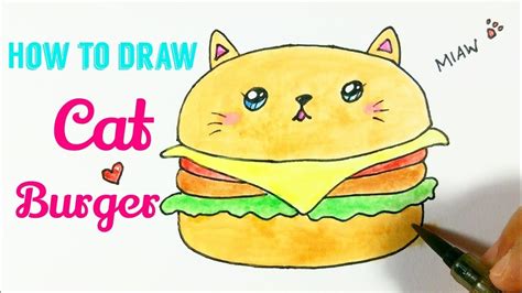 How To Draw Cat Burger Easy And Cute Burger Drawing Tutorial For