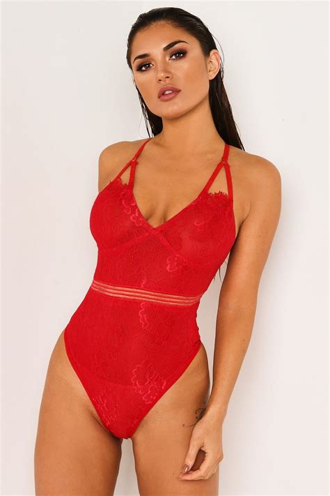 Red Lace Mesh Bodysuit Lasula Mesh Bodysuit Red Lace Bodysuit