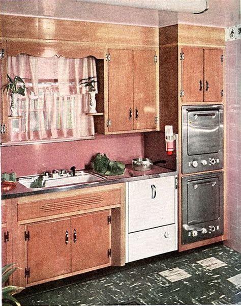 Small living room decor ideas. 1954 - Better Homes and Gardens pink kitchen. 1950s wood ...