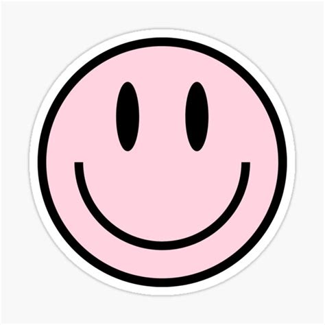 Pink Smiley Face Sticker For Sale By Emilykroll Redbubble