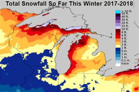 Snowfall Tally On Michigans Winter So Far Shows One Area Over 200