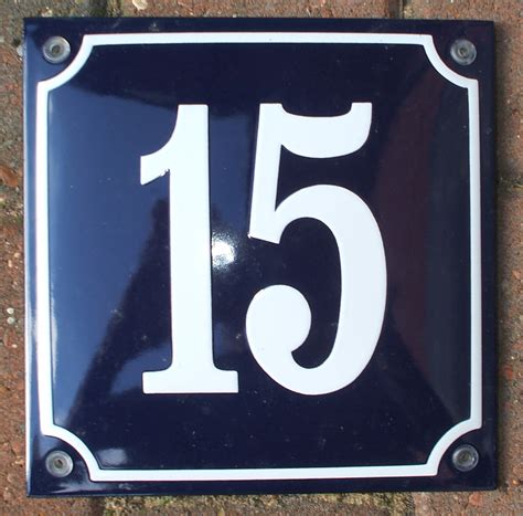 No 15 Blue 16x16cm Classic Enamels Signs