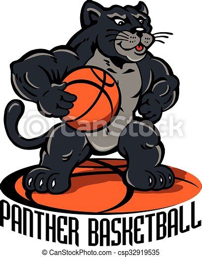 Vectors Of Panther Basketball Team Design With Cartoon Mascot For