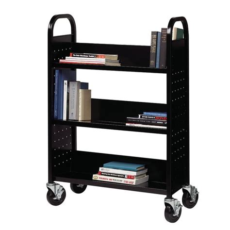 Black metal modern wall shelf Metal Sloped-Shelf Book Cart | Book cart, Shelves, Book carts