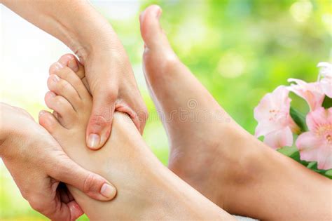 Reflexologist Doing Treatment On Foot Stock Image Image Of Close