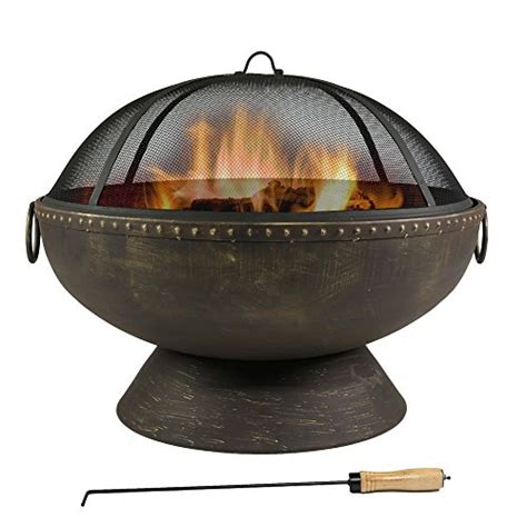 Sunnydaze 30 Inch Firebowl Fire Pit With Handles And Spark Screen