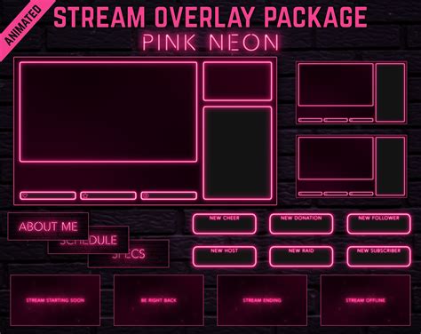Pink Neon Twitch Overlay Package Etsy Uk