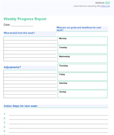 2 Remarkably Simple Weekly Progress Report Templates Free Download