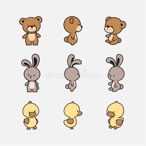 Cute Animal Cartoon Vector Collection Pack Stock Vector Illustration