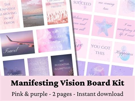 Vision Board Printables Printable Vision Board Kit Manifestation Cards