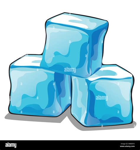 Stack Of Ice Cubes Isolated On White Background Vector Cartoon Close