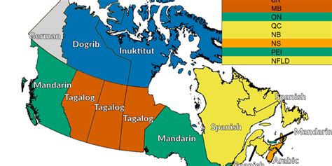 This Map Of Canada Shows The Most Common Spoken Language Other Than