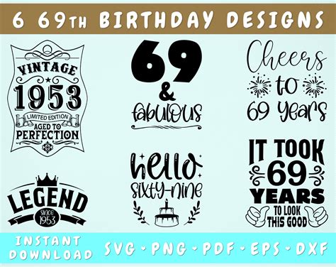 69th Birthday Svg Bundle 6 Designs 69th Birthday Shirt Svg By
